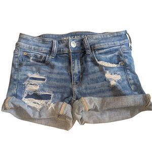 🛍️American Age Blue Jean Shorts with Distressed Cuffed Design Size 4